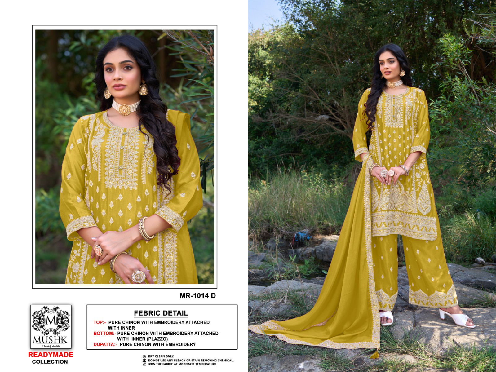 MR 1014 A To D By Mushk Chinon Embroidery Readymade Suits Wholesale Online